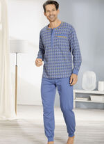 Pyjama met knoopsluiting en manchetten 