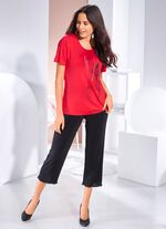 Shirt met contrastprint in 2 kleuren ROOD