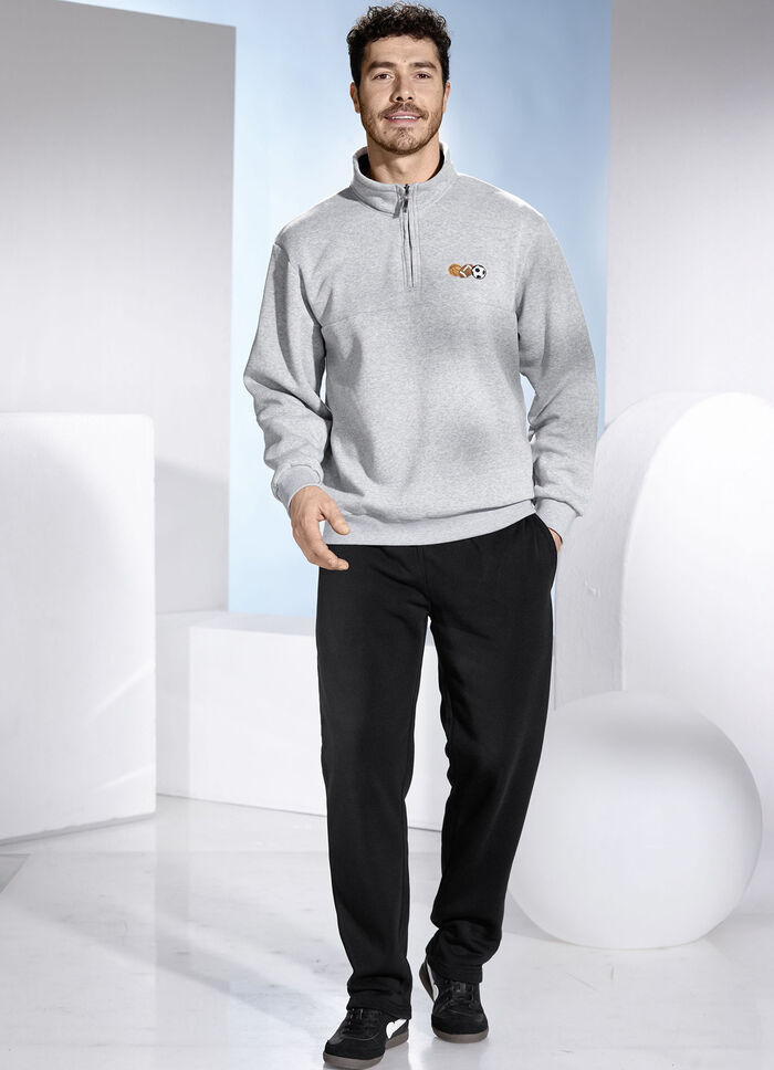 Vrijetijdsset met korte rits GRIJS GEMÊLEERD-ZWART