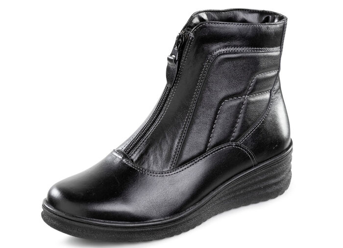 ELENA EDEN, gevoerde dames enkellaarsjes, winterschoenen, breedte H, met lamsvacht ZWART