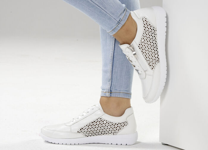 ELENA EDEN, zomerse damessneakers, breedte G, met uitneembaar voetbed NATUURLIJK WIT