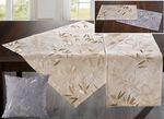 Geborduurde tafel- en kamerdecoratie met gras- en bladmotief BEIGE