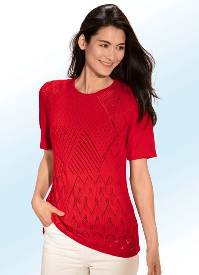 Trui met ajourmix en fijne structuren 