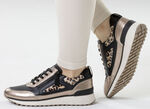 Caprice, trendy damessneakers, breedte G, met uitneembaar leren voetbed SCHWARZ-BRONZE
