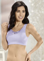 Set van drie bustiers met batist-borduurmotief 1X ABRIKOOS, 1X LILA, 1X WIT