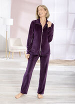 Loungewear met 2-wegrits AUBERGINE