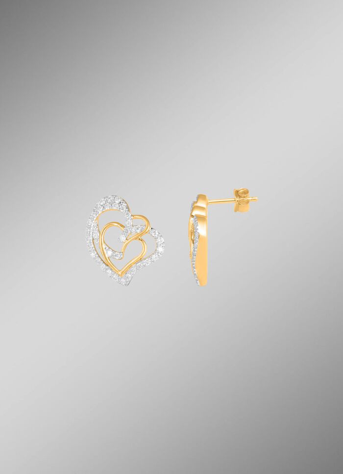 Hartvormige oorbellen met 68 diamanten 