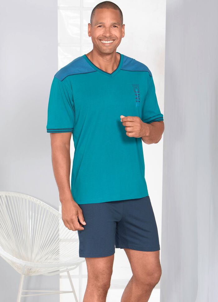 Shorty met V-hals en verwisselbare elastische band 