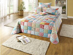 Sprei en kussenslopen in patchwork-look ROSA-GEMUSTERT