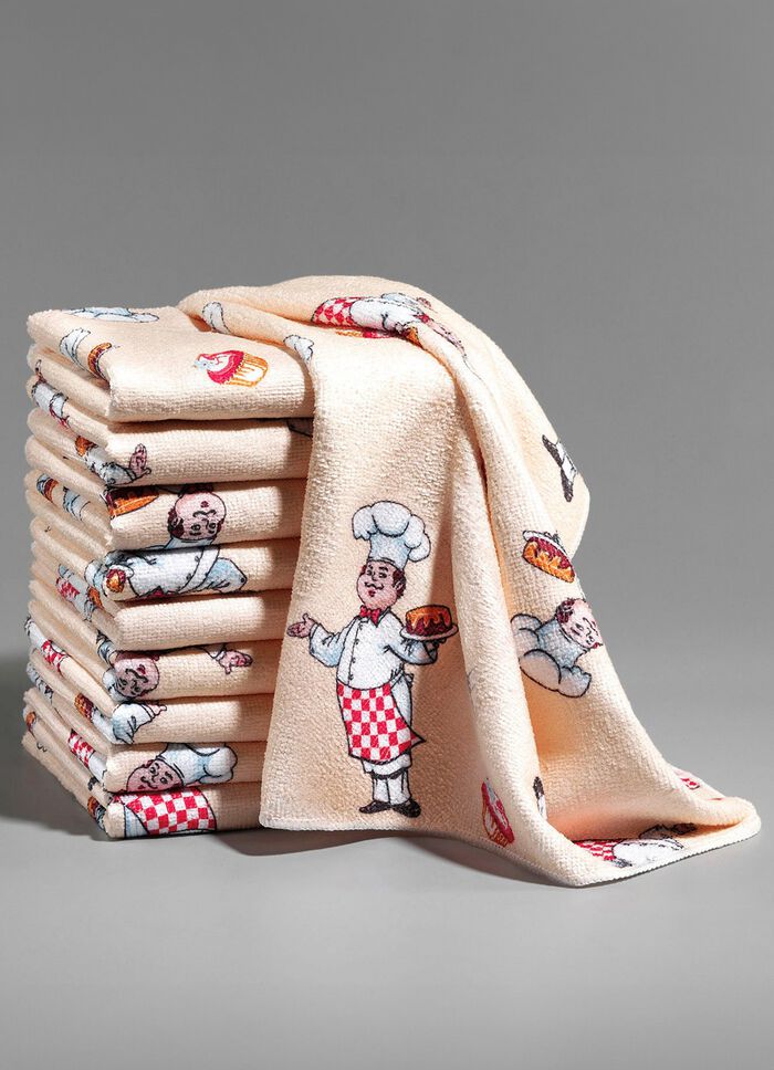 Microvezel vaatdoeken met chefkok-design, 10-delig 