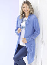 Lang vest in stretchy gestreepte look JEANSBLAU