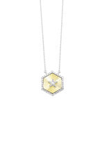 Bicolor collier met 1 briljant geslepen diamant en 36 diamanten 