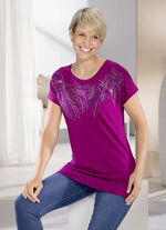 Shirt met uitgebreide strass-versiering in 2 kleuren BES