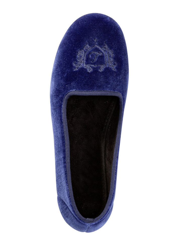 Laurina huisballerina met stijlvol borduurwerk ROYALBLAU