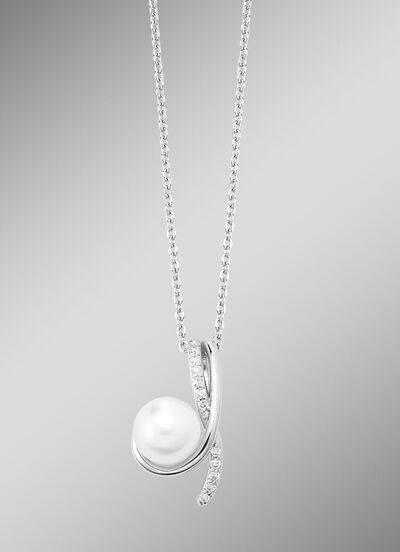 Hanger met zoetwaterparel en synthetische zirkonia 