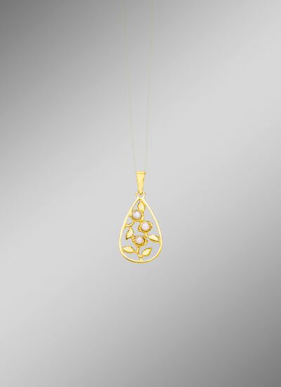 Elegante hanger in bloemmotief met zoetwaterparels 