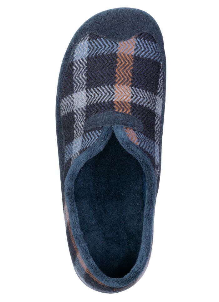 Klassieke herenpantoffels met uitneembaar voetbed BLAUW-CAMEL