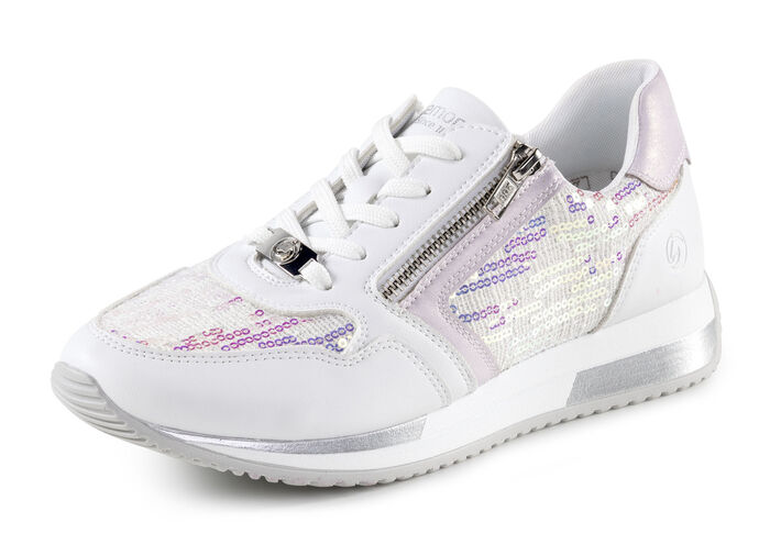 Sneakers van een interessante materiaalmix WIT-LICHT LILAC