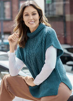 Pullunder in parelmoer met kabelpatroon BENZINE