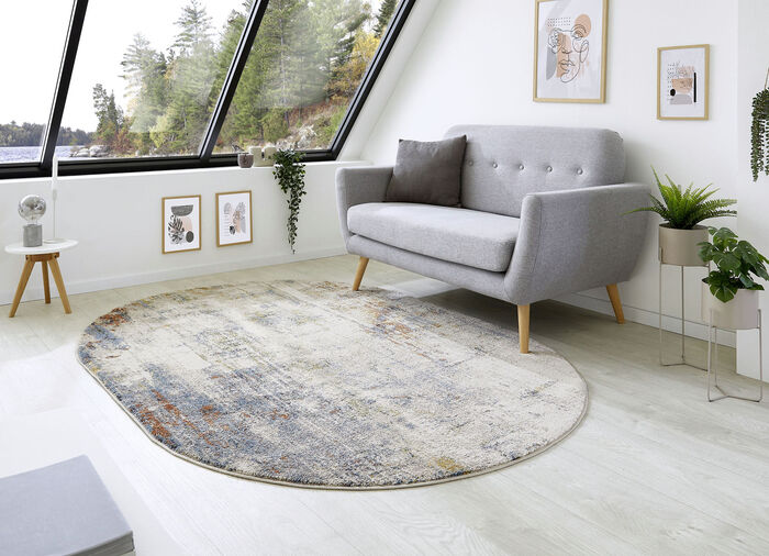 Inventief ontworpen bruggen en tapijten BEIGE-BLAUW