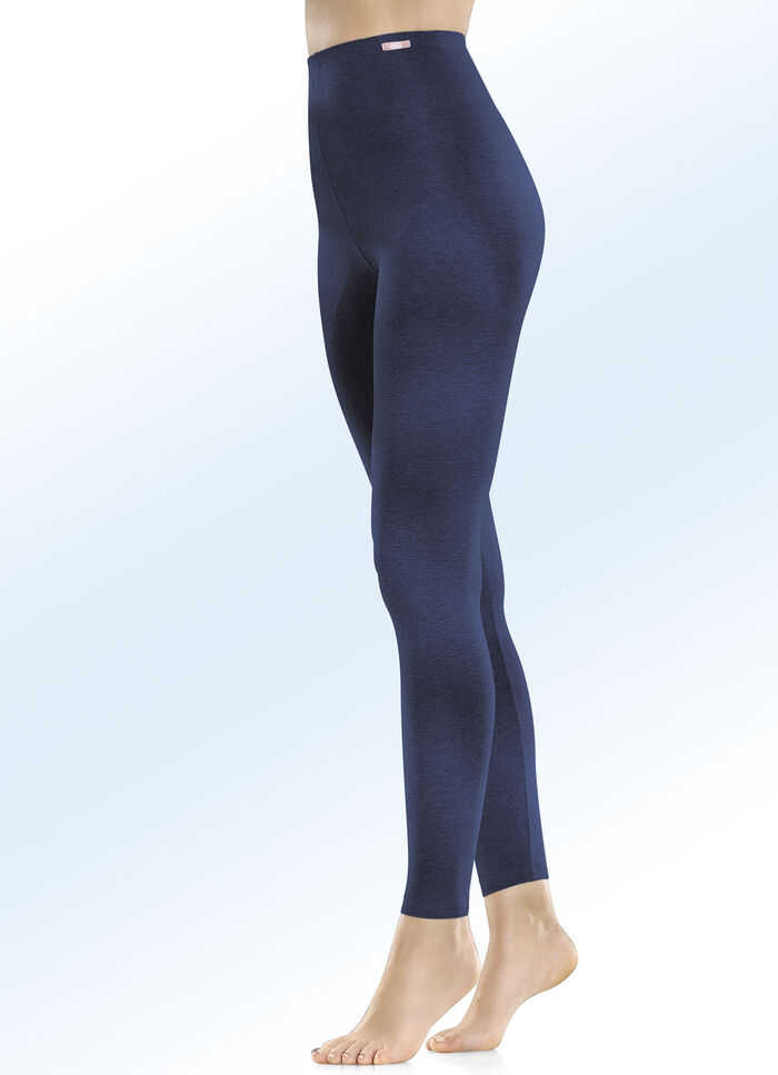 Twee-pack leggings met biologisch katoen 1 X GRIJS GEMÊLEERD, 1 X MARINE