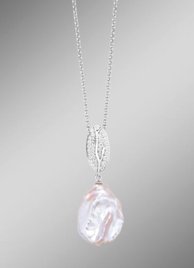 Hanger met Keshi-parels en synthetische zirkonia 