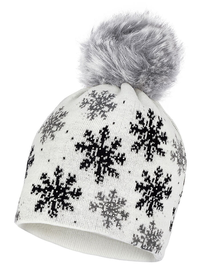 Trendy dameshoed met sneeuwvlokdesign WIT