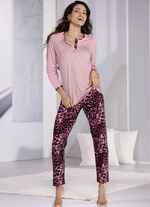 Pyjama met geplaatste print en knoopsluiting ROZENHOUT-ZWART
