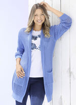 Lang vest in stretchy gestreepte look JEANSBLAU