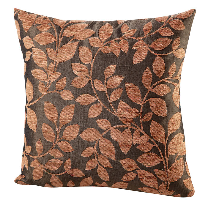 Kussenhoes met een mooi bladmotief TAUPE-TERRA
