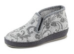 Pantoffel van wolvilt met bloemenprint GRIJS