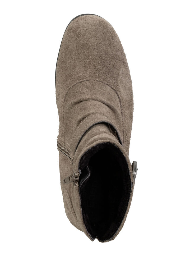 ELENA EDEN enkellaarsjes met ruches en decoratieve sluiting TAUPE