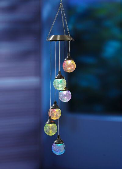 Zonnewindgong met ledverlichting in gebroken glas-look 