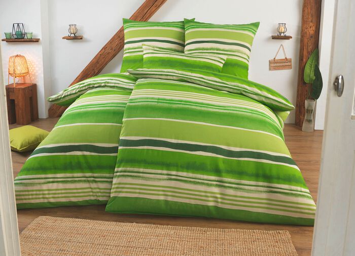 Dubbelzijdig bedrukt beddengoed in polykatoenen kwaliteit GROEN