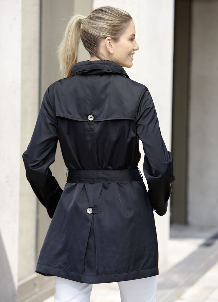 Lange jas met riem in trenchcoat-look 