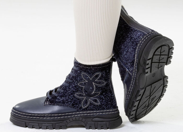 Gemini, modieuze dames enkellaarsjes, winterschoenen, breedte G, met uitneembaar voetbed MARINE