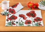 Placemat met papaverbloemenmotief, 2-delig 