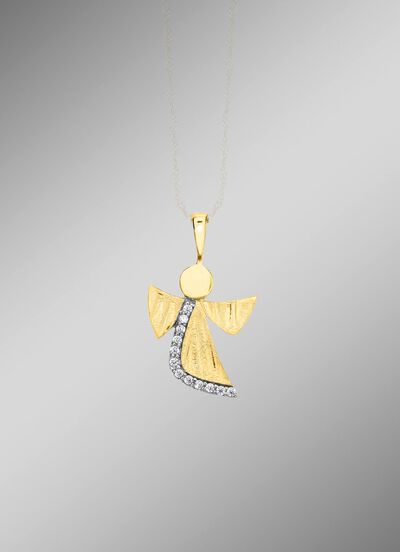 Engel hanger van goud met zirkonia 