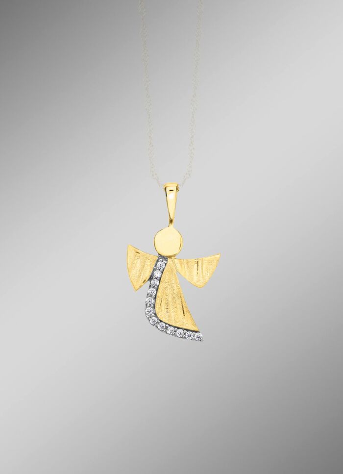 Engel hanger van goud met zirkonia 