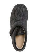 Enkellaarsjes van textiel met een subtiel visgraatpatroon 