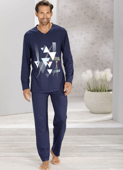 Pyjama met V-hals en open uiteinden 