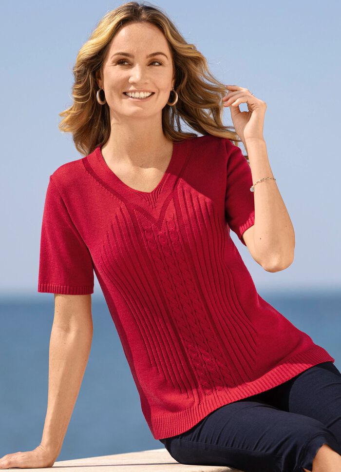 Trui met rekbare structuur ROOD