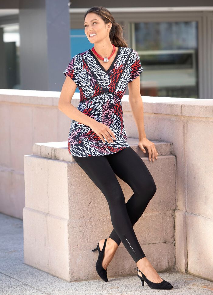 Leggings met elegant glanzend decoratief motief 