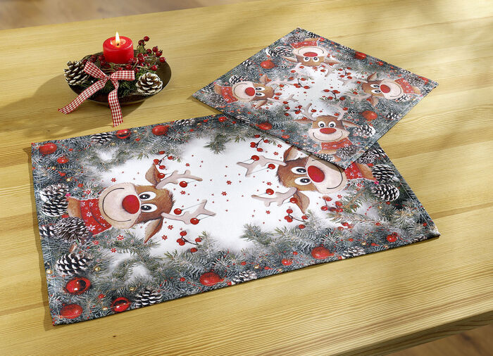 Tafel- en raamdecoratie met grappig elandmotief WIT