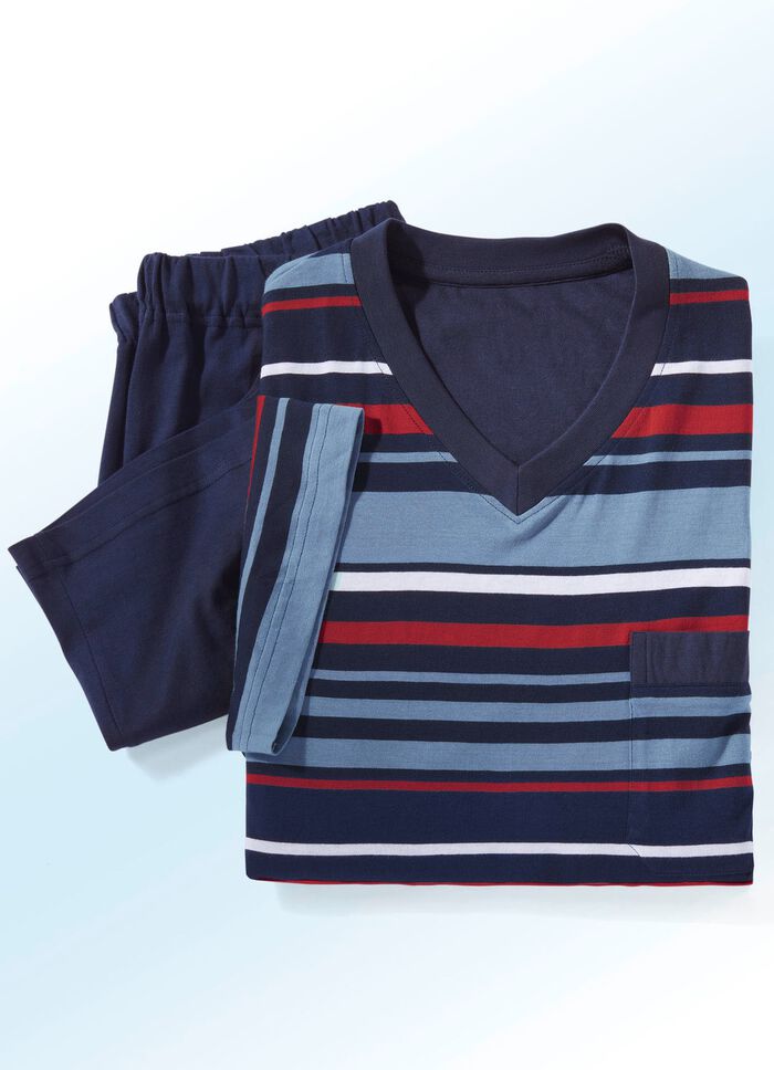 Set van twee shortys met een V-hals en een garengeverfd gestreept dessin 