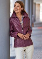 Lederen jas met opstaande/liggende kraag 