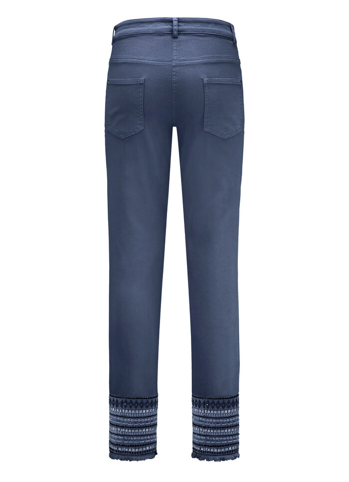 Broek met uitgebreide borduursels in etnische stijl BLAU
