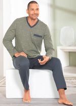 Set van twee pyjama's met V-hals en open zomen 