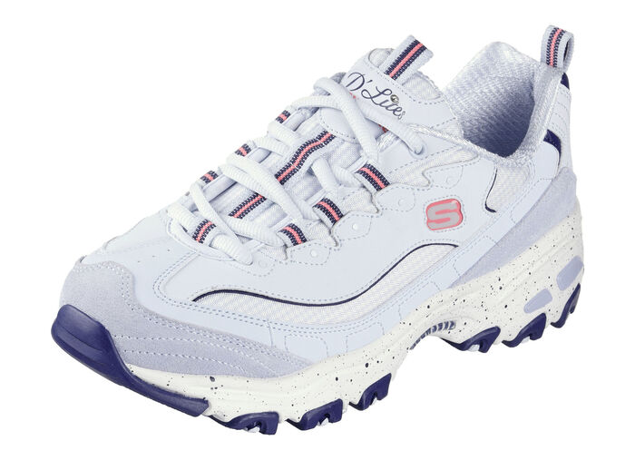 SKECHERS sneakers met veters en suède afwerking BLAU-PINK