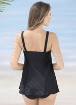 Schwab badpak in bandeauvorm, met rok en volledig korset 